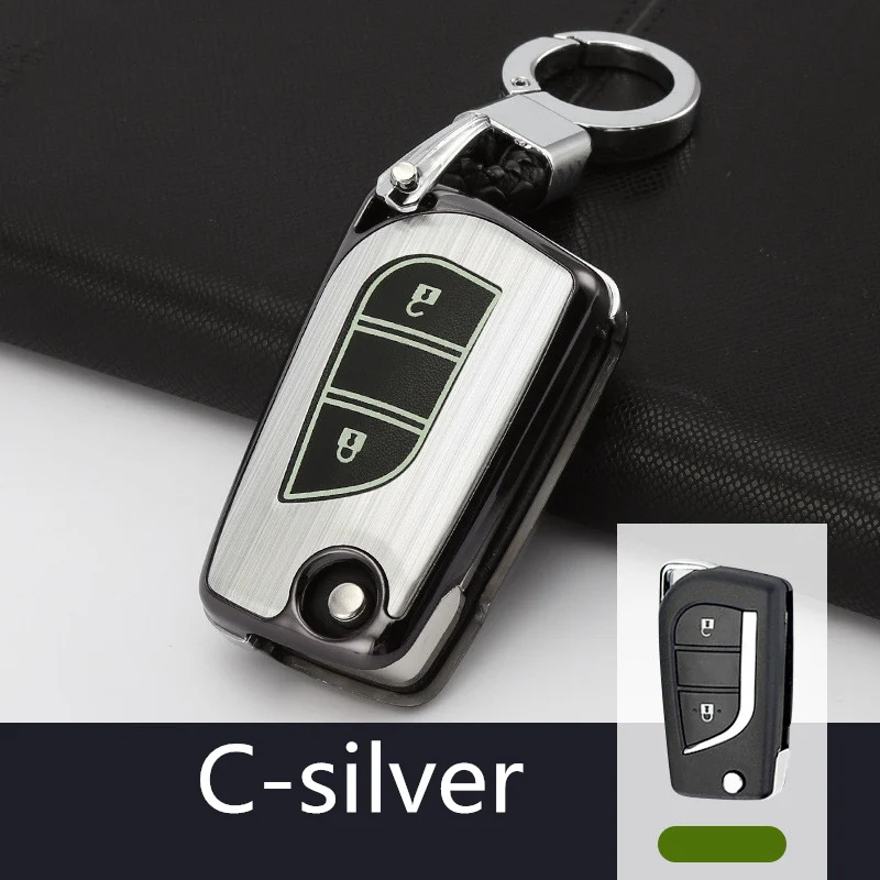 luminous Car Remote key case For Toyota Auris Corolla Avensis Verso Yaris Aygo Scion TC IM keychain Concise Durable - Color Name: C-Sliver