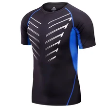 LIDONG сжатия Костюмы тренажерные залы облегающая футболка Для мужчин s Фитнес футболка для мужчин Gyms футболка Для мужчин Фитнес Рубашка с короткими рукавами тренировки