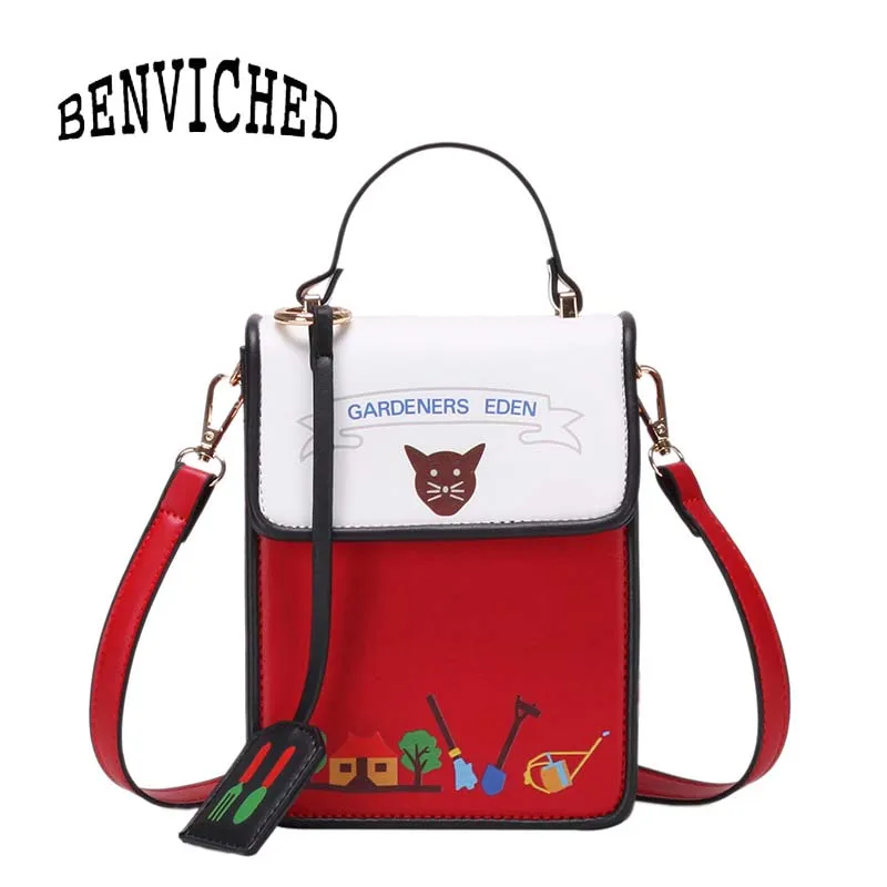 

BENVICHED 2019 New Cute Color collision handbag sprouting cat simple girl Mini Single Shoulder Bag Inclined shoulder bag c083