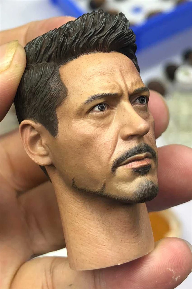 Details about   1/6 Scale Tony Stark Head Carved Man Head Sculpt DIY 12inches Male Action Figure 