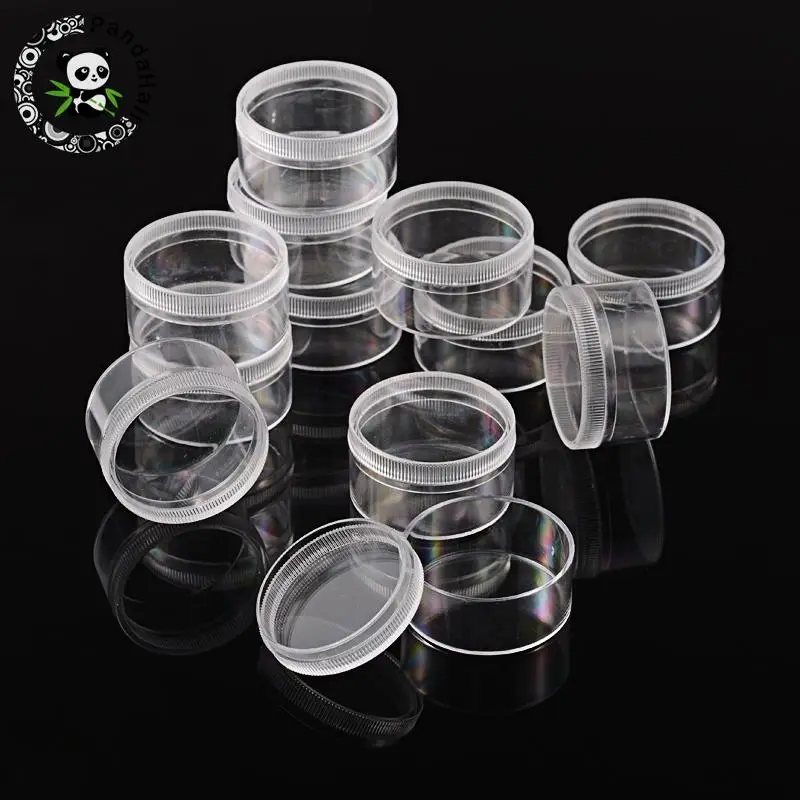 12pcs 38x21mm Clear Round Plastic Bead Containers for Jewelry Packaging