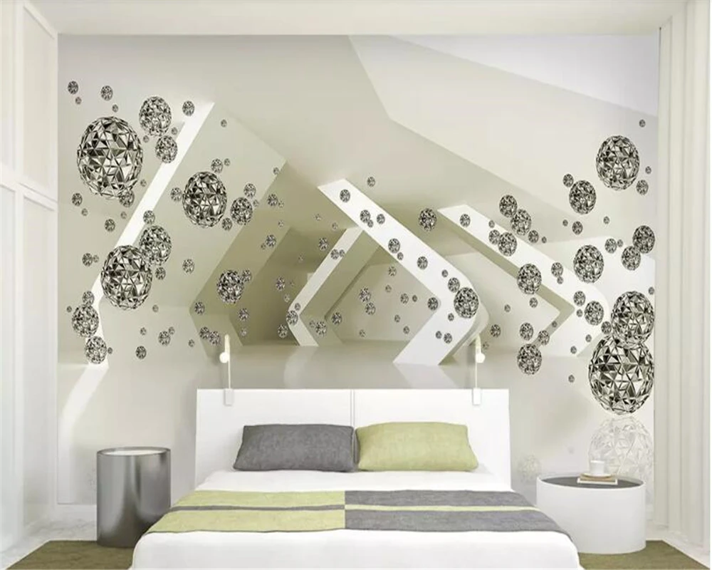 beibehang wall papers home decor Personality space golden ball 3d bedroom mural TV background wall papier peint 3d wallpaper