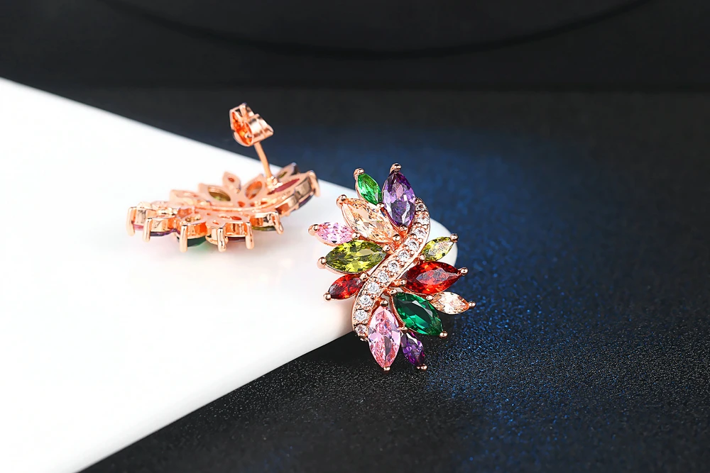 ZHOUYANG, высокое качество, ZYE525, роскошный кристалл, розовое золото, цвет, серьги-гвоздики, ювелирное изделие, австрийский кристалл