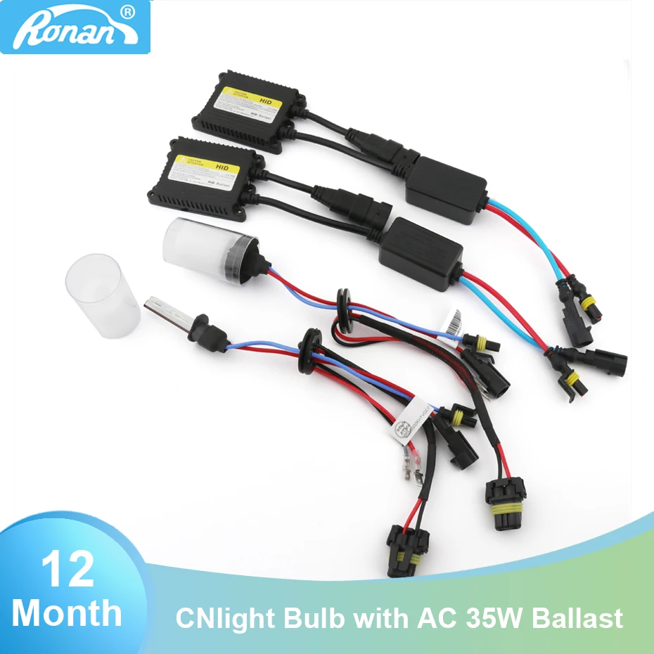 Ronan AC 35W slim ballast with cnlight bulb H1 H11 D2H 4300K 5000K 6000K for lens