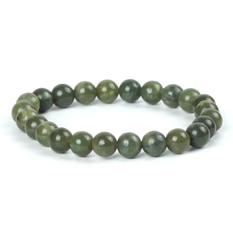 

Natural Canadian Green Jade Bracelet Gemstone Bead Bracelets Health Fortune Energy Lover Stone 8mm Pulseira Hombres Lose Weight