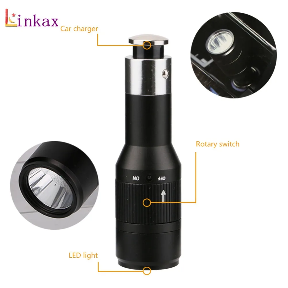 

Mini Lantern Aluminum 2000LM Q5 LED Flashlight Torch Built-in Li Battery Charged by Car Cigarette Lighter Socket