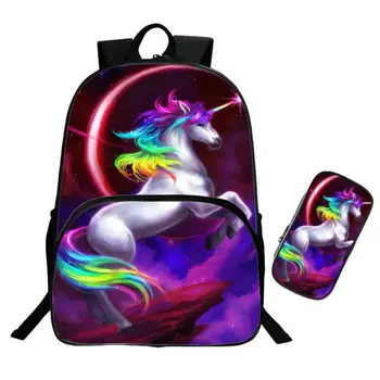 

Fashion Set girl unicorn school bag Kid Backpack Zipper Backpacks School Bag Teenager Girls Book pencil bags Unicorns 16 Inch