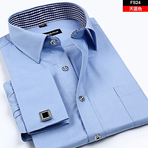 French cuff button Formal Dress shirt High Quality Non Iron Long Sleeve