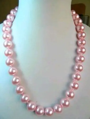 

Jewelr 004381 Beautiful 8mm pink sea shell Pearl Necklace 18