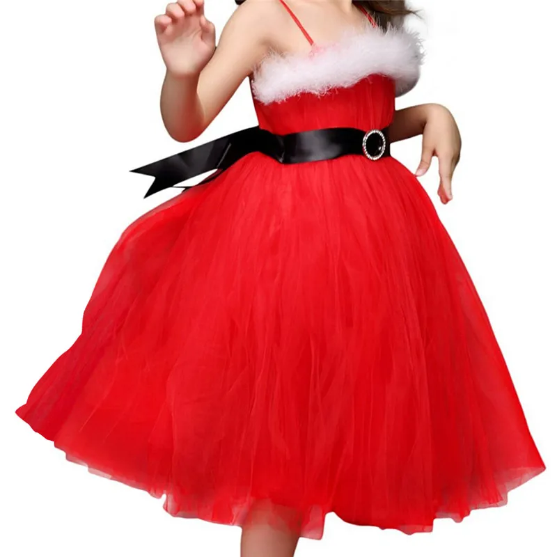 Новогодний семейный костюм Санта-Клауса для девочек возрастом от 2 до 8 лет Платье До Колена комплект для дня рождения, подарок, милый красный костюм для малышей