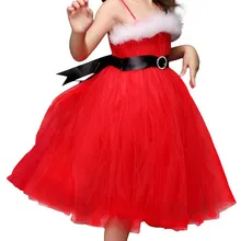 Новогодний семейный костюм Санта-Клауса для девочек возрастом от 2 до 8 лет Платье До Колена комплект для дня рождения, подарок, милый красный костюм для малышей