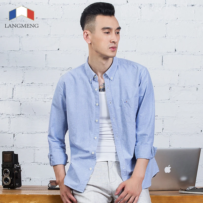 Langmeng زائد حجم العلامة التجارية 100% القطن بلون قميص الرجال الربيع عارضة قمصان أكسفورد اللباس قميص camisa الغمد الأبيض الأسود Langmeng زائد حجم العلامة التجارية 100% القطن بلون قميص الرجال الربيع عارضة قمصان أكسفورد اللباس قميص camisa الغمد الأبيض الأسود
