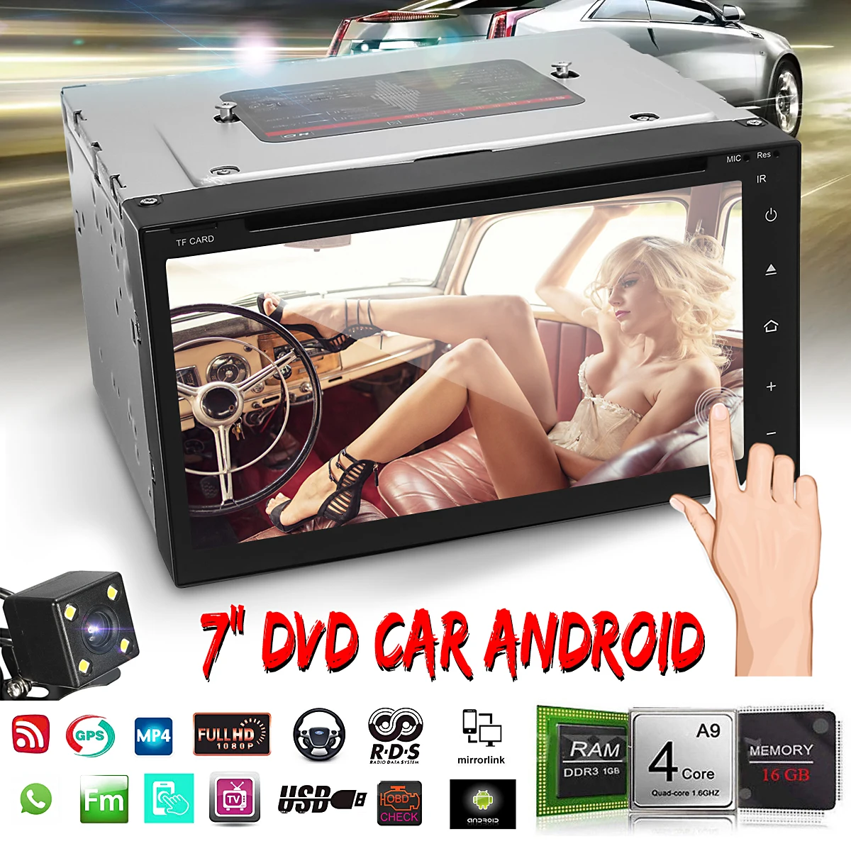 

7" 2Din T ouch Screen Car Stereo MP5 Player 4Core Android OS bluetooth 3G WIFI GPS Navigator Auto FM Radio Autoradio Mirror Link