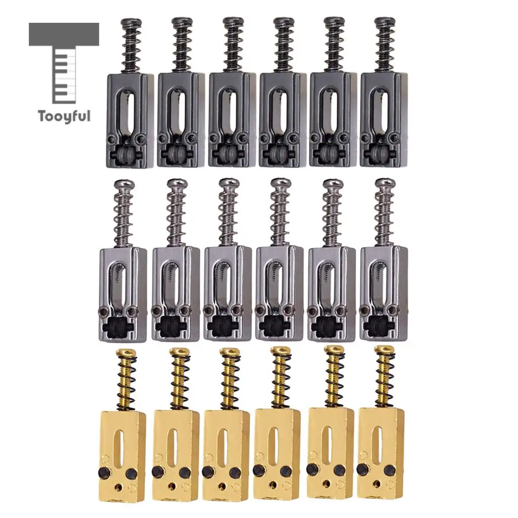 Tooyful 6Pcs Vintage Roller Saddle Guitar Bridge String Saddles for Electric Guitar Bridge Parts