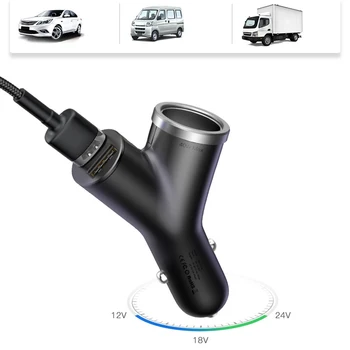 

3 In 1 Car Phone charger for 3 Devices 3.4A Dual USB + Cigarette Lighter Car Mobile Charger 40 W Extended Port Charging Fast