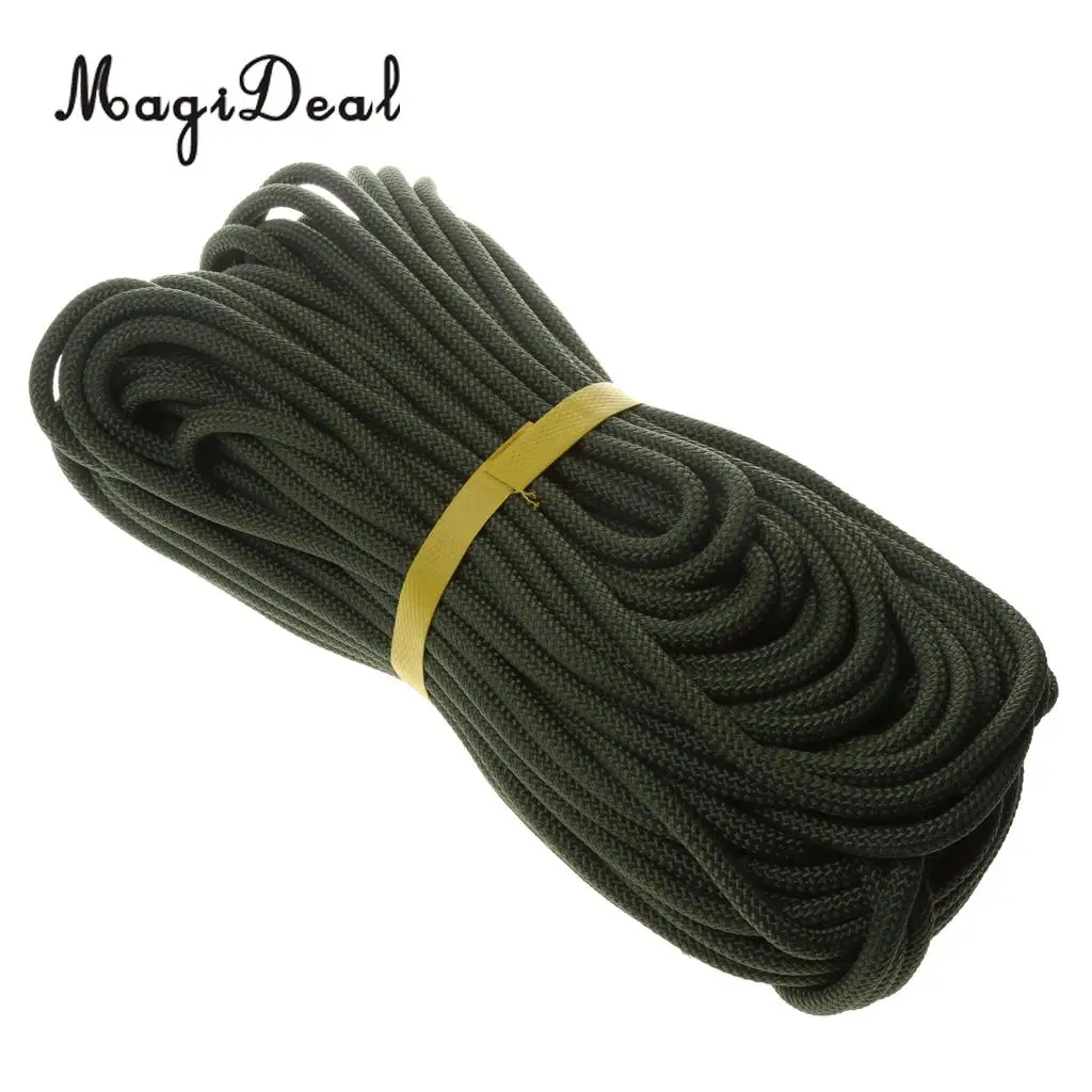 MagiDeal 8 mm Climbing Safety Rescue Sling Rappelling Rope Auxiliary Cord 40m Army Green for Expeditions Rock Climbing Caving