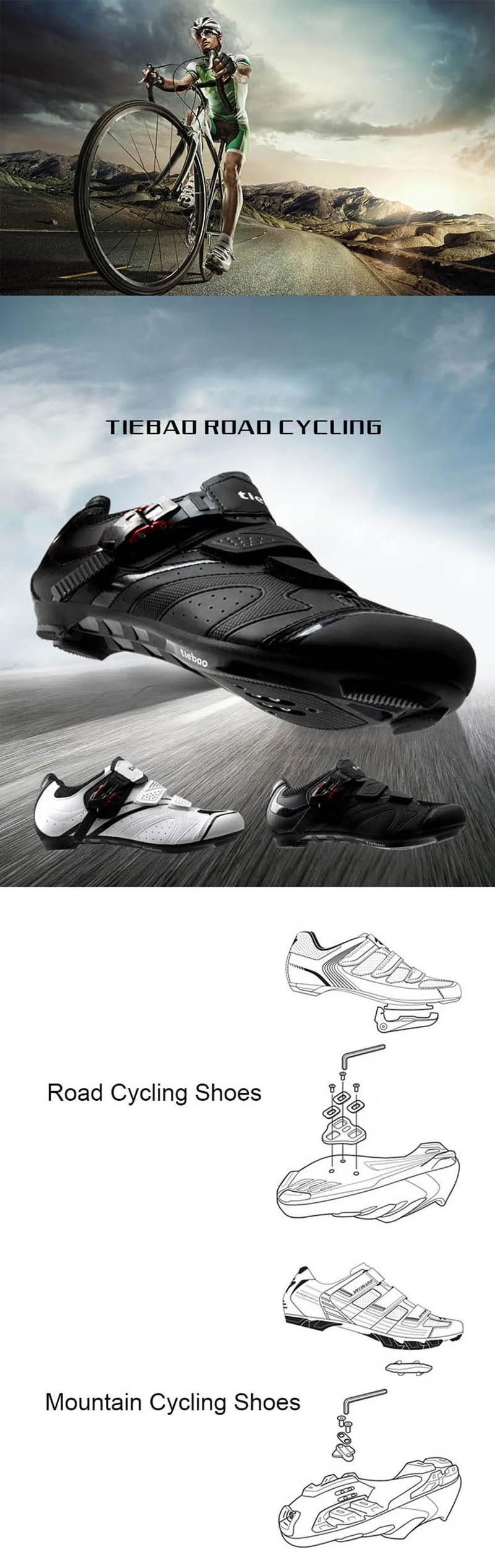 TIEBAO Cycling shoes road sapatilha ciclismo 2019 men women white superstar self-locking breathable sneaker bicycle riding shoes