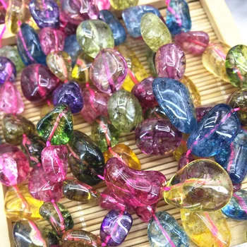 

Irregular multicolor watermelon simulated tourmaline crystal 10-16mm fashion loose beads jewelry findings 15inch MY4628