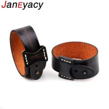 Janeyacy, новые аксессуары, мужской браслет Pulseira, манжета, широкий кожаный браслет в стиле ретро, модный браслет для мужчин и женщин, ювелирные изделия Q166