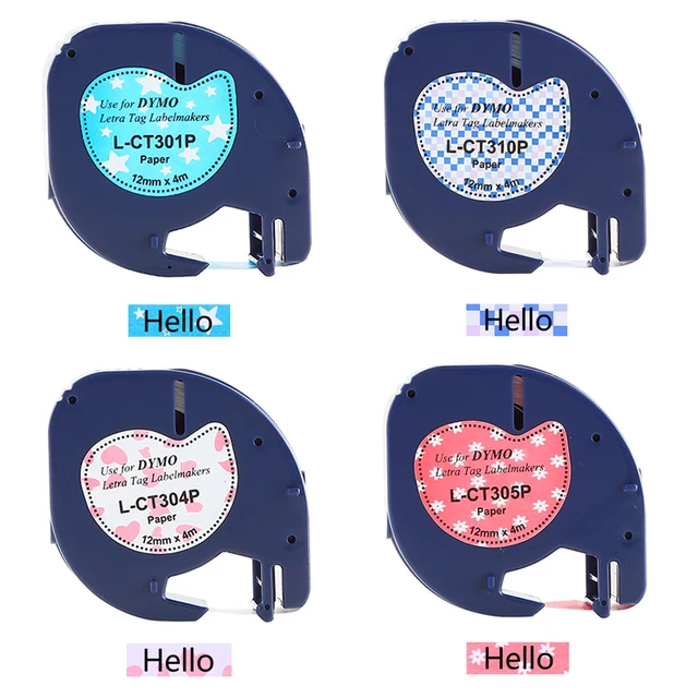 Best Price TIANSE 4pcs various pattern for DYMO Letratag paper tape different colors 12mm 91200 91201 series label tape for dymo LT printer