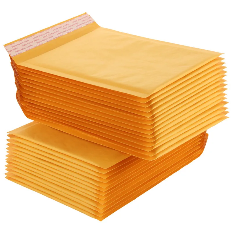

10 PCS/lot 16*20cm Moderately Packed Bubble Envelope Yellow Kraft Paper Envelope Bag Express Bag Shockproof Bubble Bag Wholesale