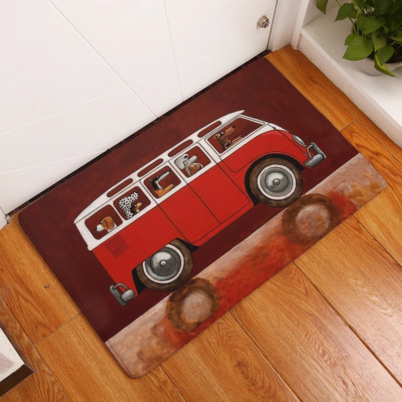  Cartoon Style Dog Print Carpets Anti-slip Floor Mat Outdoor Rugs Animal Front Door Mats