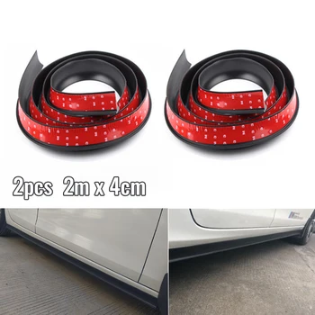 

2Pcs Carbon Fiber Color Rubber Car Side Skirt Anti-collision Scratch-resistant Protective Strip Bumper Decorative Strip