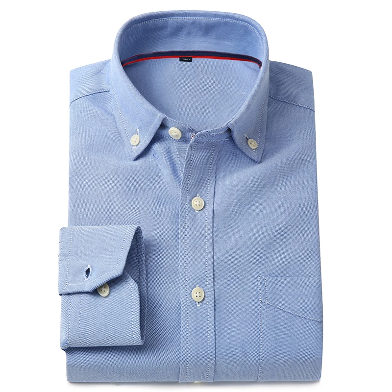 

New Design 2018 spring button collar long sleeve casual shirts oxford fabric breathable easy care slim fit male clothes