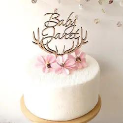 Детские торт Топпер Персонализированная с именем ребенка день рождения торт Топпер Baby Shower украшения крещение поставки