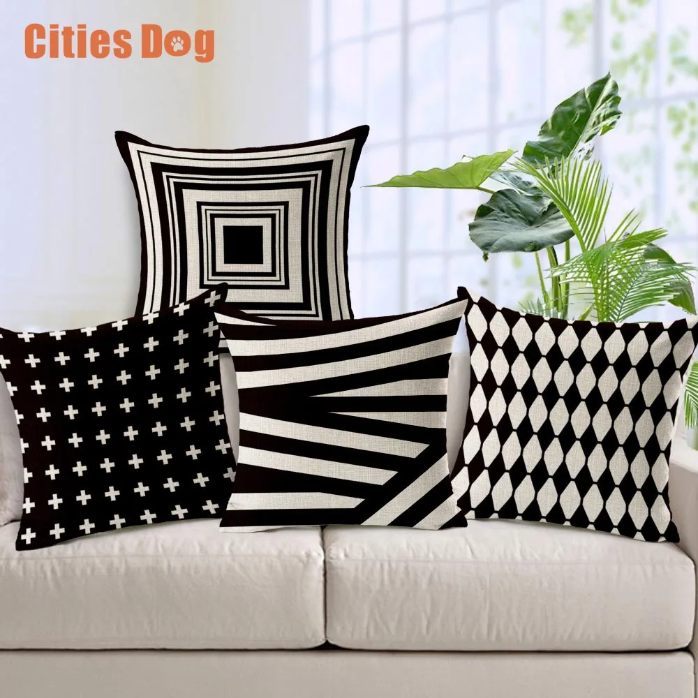 

Decoration pillow cushion linen Black and gray beige shading geometry pattern printing 45CM*45CM Pillow cushions