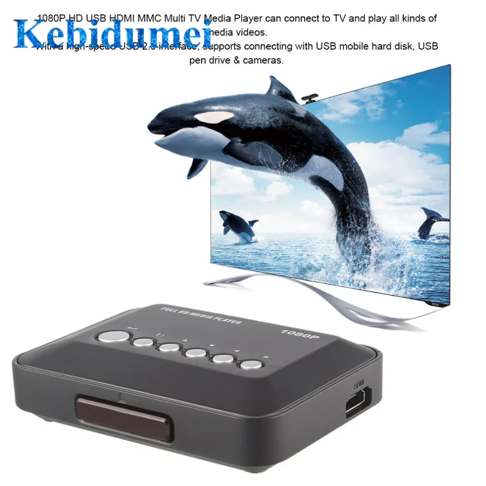 

Kebidumei HDMI Media Player Box 1080P HD Media player SD/MMC TV Videos SD MMC RMVB MP3 Multi TV USB Support USB Hard Disk drive