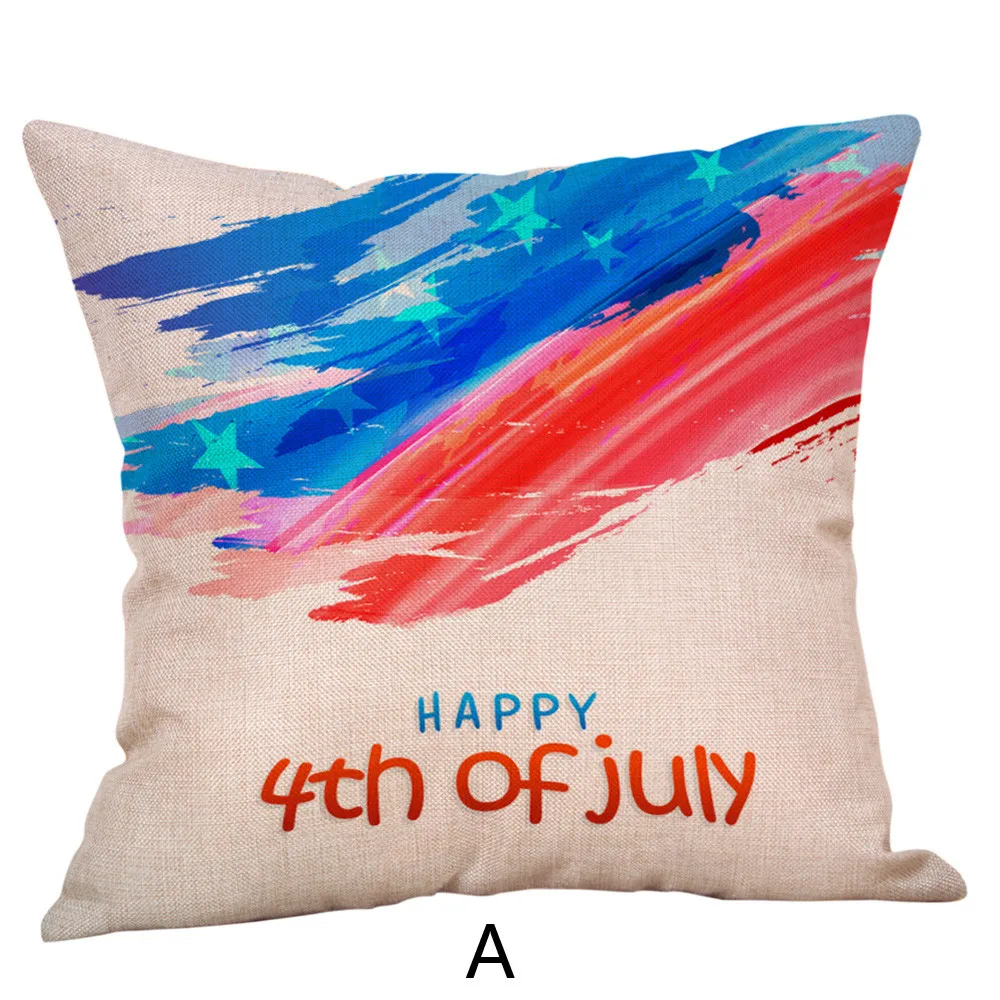 

Pillow Cover 45*45 Linen Pillow Cases For Wedding Happy Independence Day Sofa Cushion Cover Home Decor L528