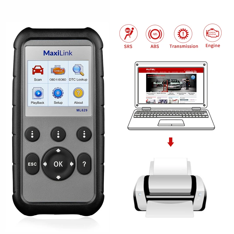 AUTEL MaxiLink ML629 диагностический инструмент OBD2 сканер двигателя автомобильные Инструменты OBDII считыватель кодов ABS SRS обновленная версия ML619