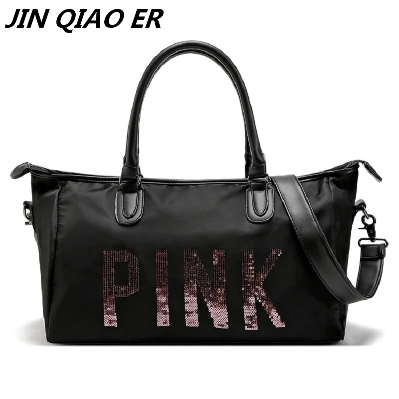 

2018 new fashion hot design PINK Duffle Bag Tote Marl pink beach vs pink bag black color handbag Shopping bag