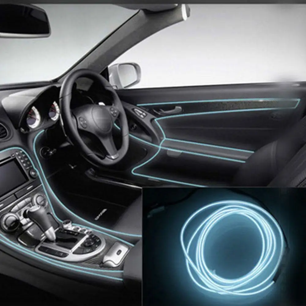 3 metros coches luces de neón tira de Luces de decoración tira de salpicadero piezas interiores DIY suave tira de luz Flexible 3 metros coches luces de neón tira de Luces de decoración tira de salpicadero piezas interiores DIY suave tira de luz Flexible