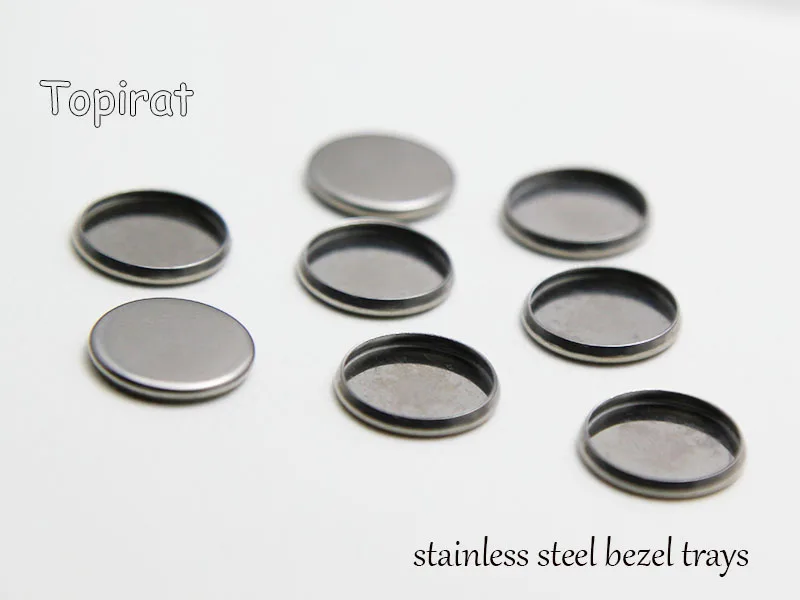 

50pcs/lot Stainless Steel Bezel Pendant Tray Fit 6mm-25mm Round Cabochon Cameo Setting Blank Base For DIY Jewelry Making