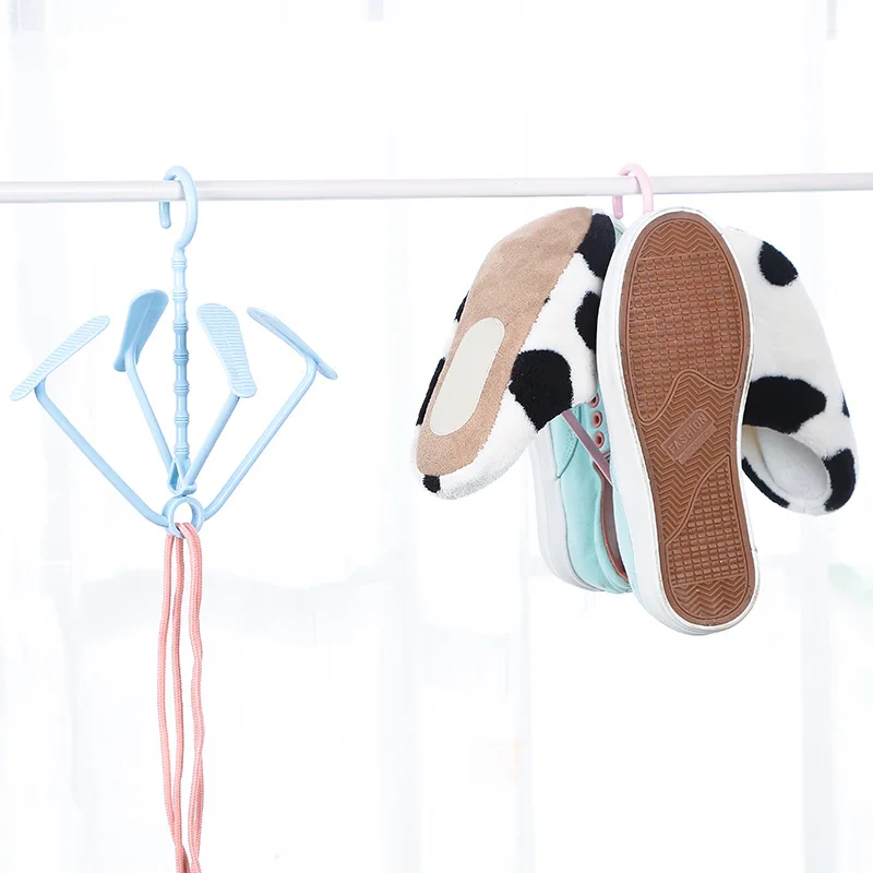 Творческий открытый 360 градусов вращающийся Малый Вешалка для обуви балкон Пластик ветрозащитный крюк висит сушки обуви держатели Высокое качество