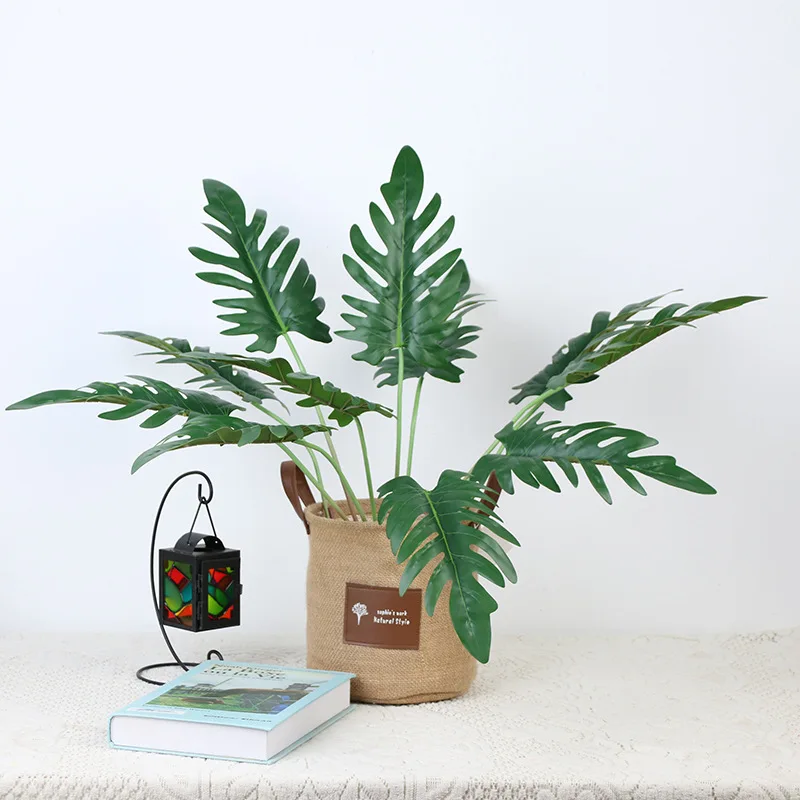 JAROWN Artificial Real Touch Spring Rain Leaf Simulation Plant Wall Plastic Flower DIY Nordic Style Home Decor Wedding Decor (4)