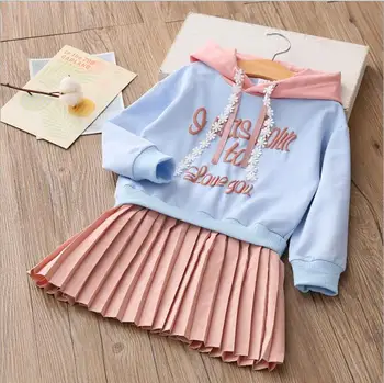 

Girls'Spring and Autumn 2019 Children's Dresses Children's Sanitary Dresses Korean Version Long Sleeve Dresses with Caps