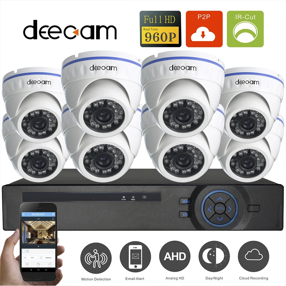 Deecam 8CH AHD DVR NVR System High Definition P2P Remote View Home