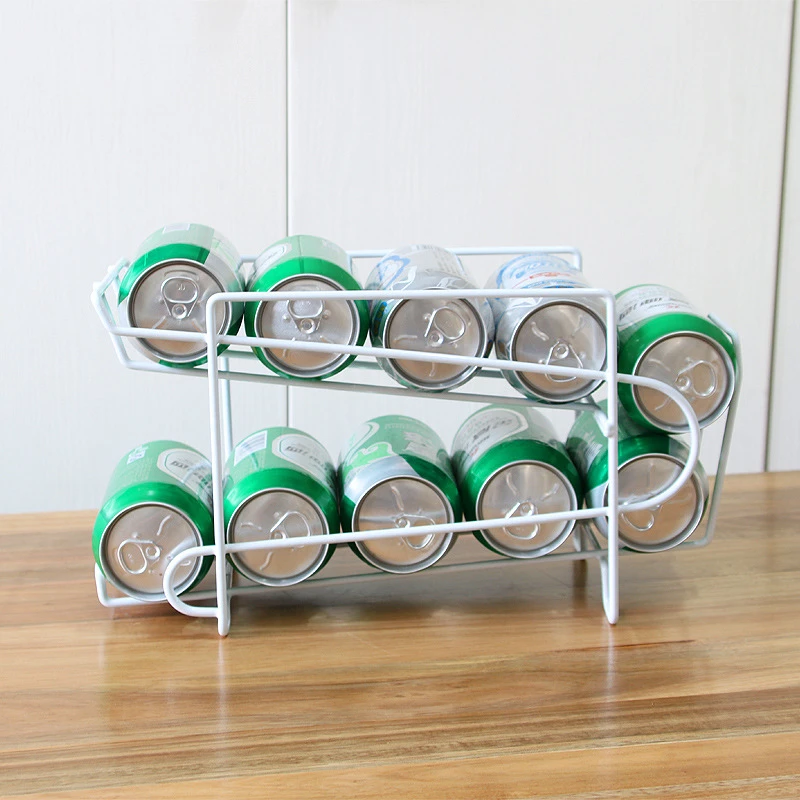 

10 Lattices Iron Cans Racks Creative Refrigerator Space-saving Beer Cola Bottles Storage Holders Multifunction Desktop Organizer