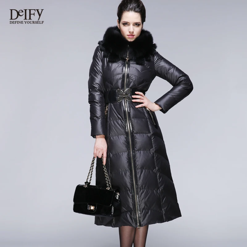 Arbitmatch Winter Down Coat Women Large Real Raccoon Fur