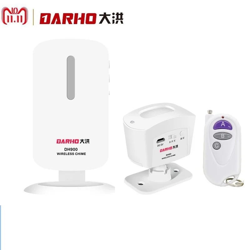 

Darho Device Shop Store Hotel Welcome Chime Wireless Infrared IR Motion Sensor Door bell Remote control Alarm Entry Doorbell