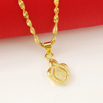 

24K Gold Filled Solid Pendant Necklace Chains Link Necklaces Female Accessories Fashion Jewelry 2019