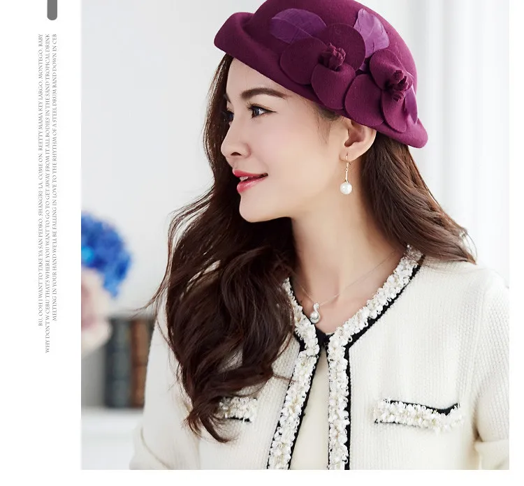 Модная Новая Винтажная Женская Дамская шляпа шапочка стюардессы шерстяная фетровая шляпа 6 цветов Chapeu Feminino