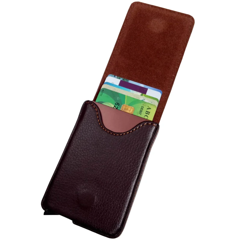 PU кожаный держатель для кредитных карт RFID алюминиевый держатель для визиток Противоугонный чехол с зажимом для карт Блокировка Rfid Чехол для карт