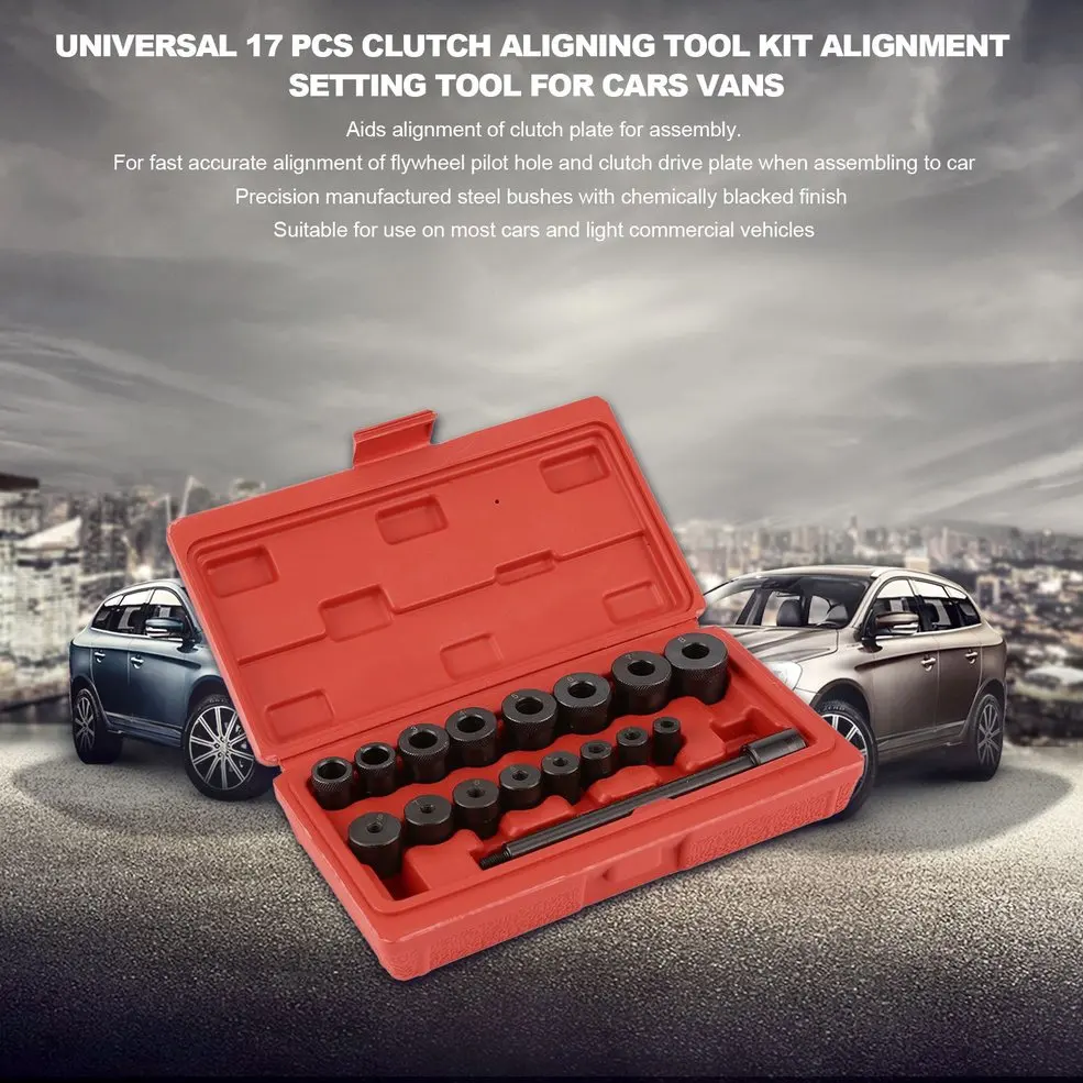 

17 Pcs Universal Clutch Aligning Tool Kit Pilot Bearing Set Alignment Setting Tool for Auto Cars & Vans Garage Tool Set