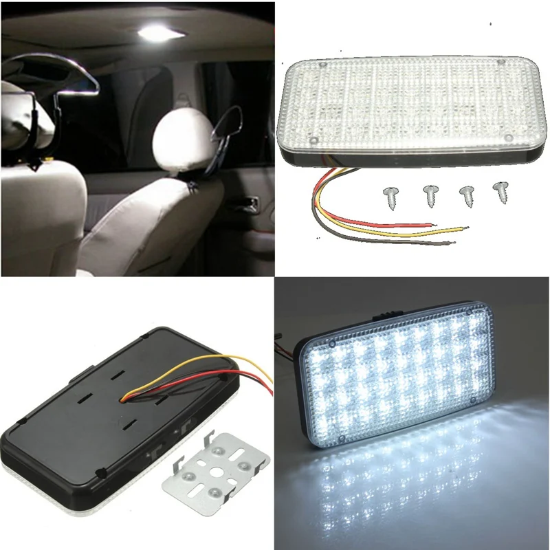 Chrome Cold White 36 LED Car Van Vehicle Roof Ceiling Interior Light 12V Lamp