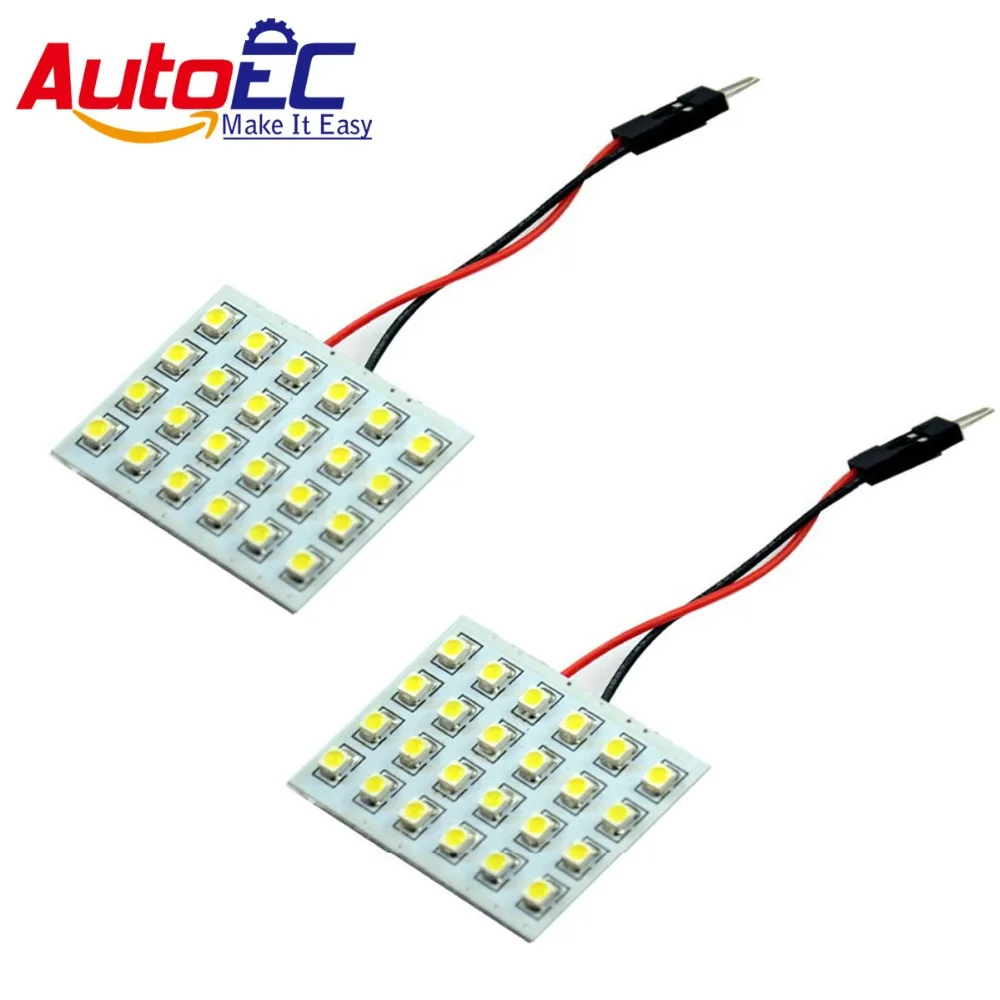 

AutoEC Dome Panel lamp 1210 3528 24SMD LED Car Interior Map Roof Reading 12V with T10 ba9s Festoon adapter 100X #LL04