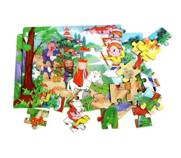 Бесплатная доставка Детские 30 шт. деревянные головоломки игрушки, животные мультфильм анимация жестяная коробка, деревянные головоломки
